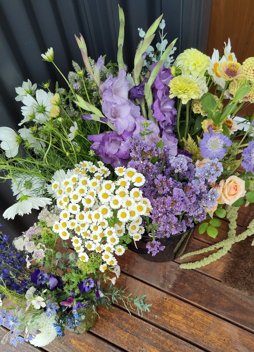 DIY bucket of Earth-friendly Flowers