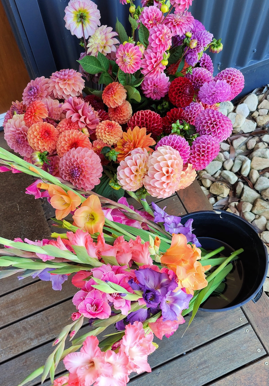 DIY bucket of Earth-friendly Flowers